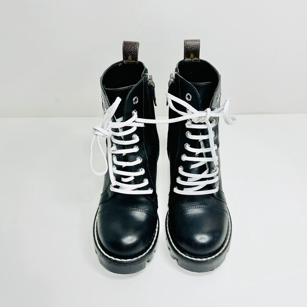 Louis Vuitton Star Trail Logo EU 37 US 7 Lace up Ankle Boots Black Leather - Picture 3 of 10